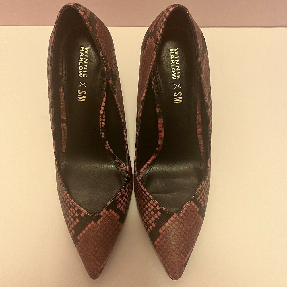 Winnie Harlow X Steve Madden Princess Pump Snake Point Toe Heel Pink Size 8